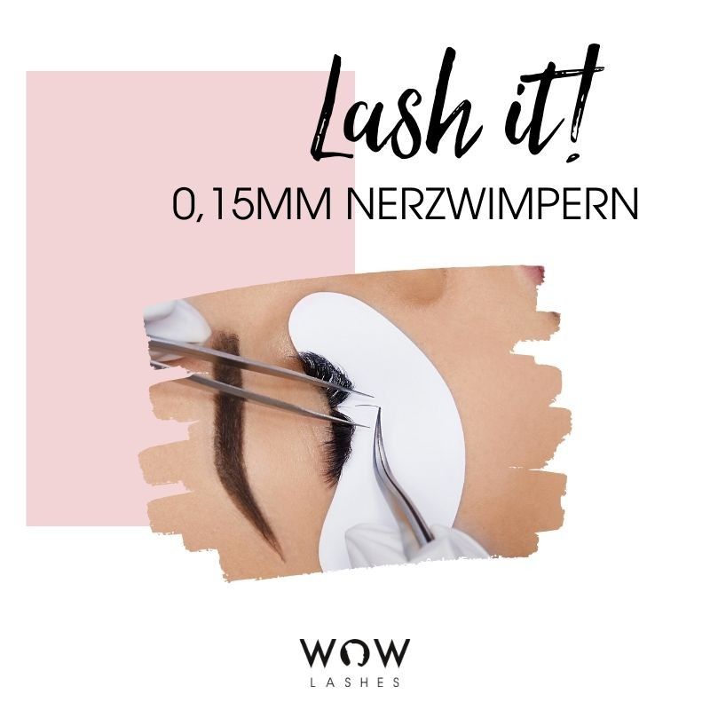 Nerzwimpern 1:1 Technik, 0,15mm, D Curl