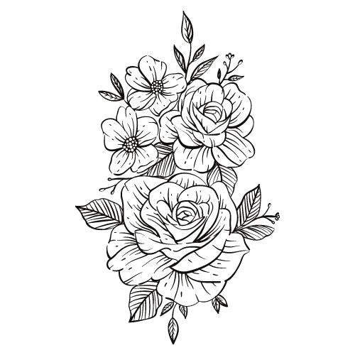Blumen Vorlagen für Fineline Tattoo