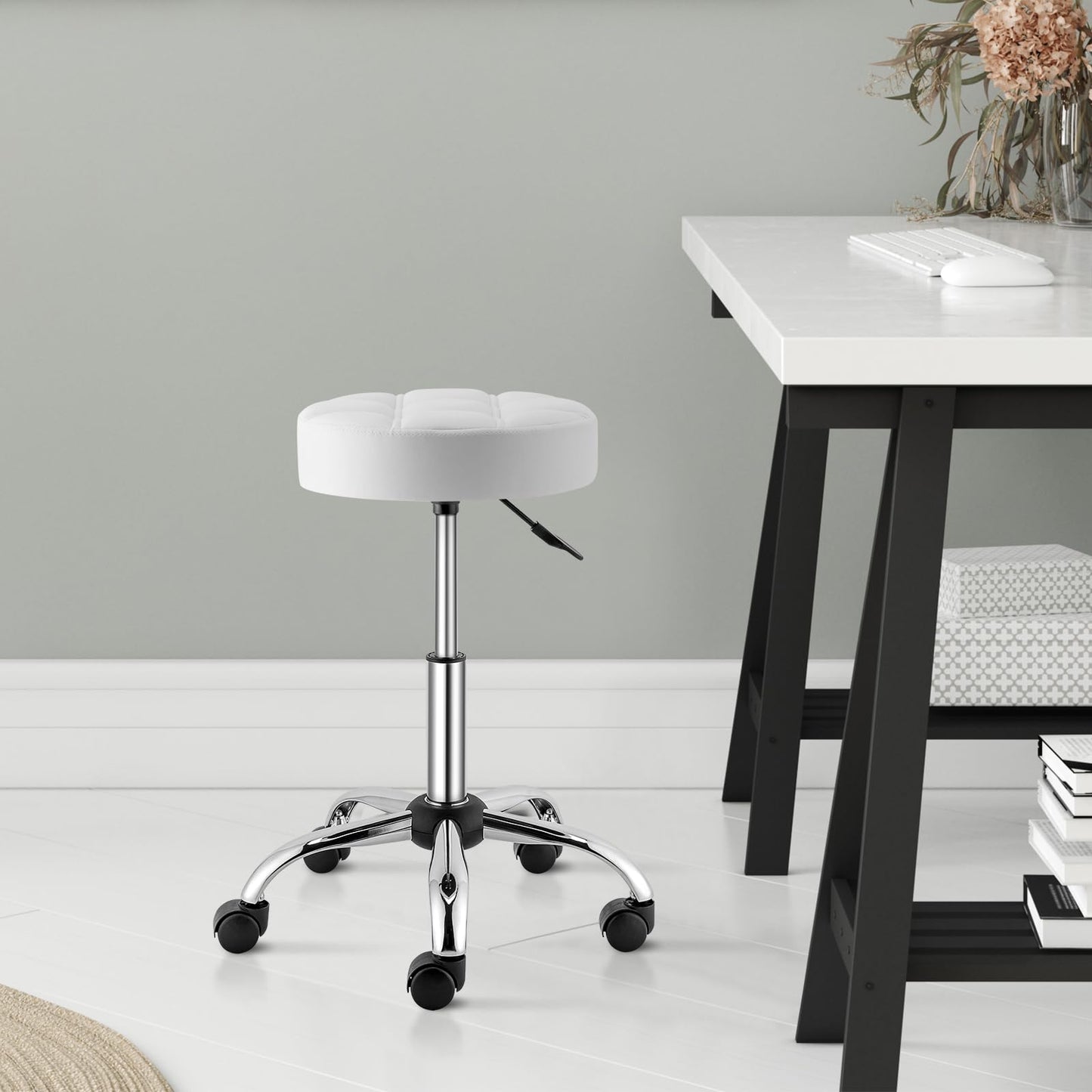 Rollhocker Arbeitshocker Drehhocker Höhenverstellbar 360° Drehbar mit Lehne höhenverstellbar