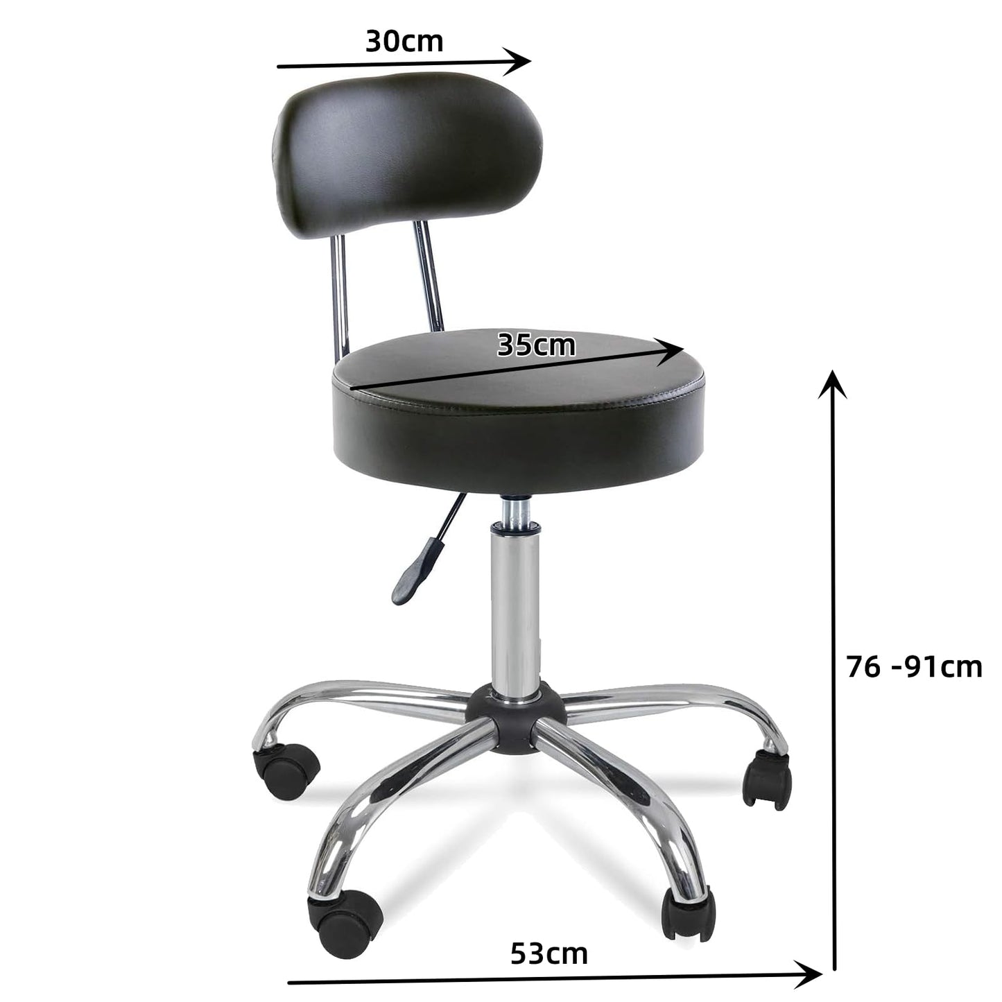 Rollhocker Arbeitshocker Drehhocker Höhenverstellbar 360° Drehbar mit Lehne höhenverstellbar