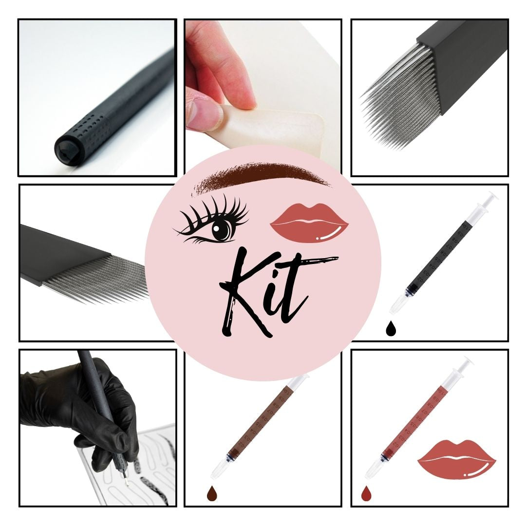 10-teiliges Augenbrauen, Lippen und Eyeliner PMU Training Kit manuell