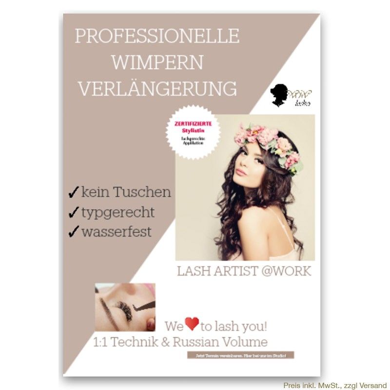 WOWbrows Poster für Wimpernverlängerung in 1 zu 1 und Volumentechnik