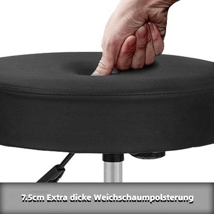 Rollhocker Arbeitshocker Drehhocker Höhenverstellbar 360° Drehbar mit Lehne höhenverstellbar